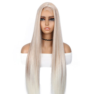 Buy gradient-white Long Black Wig Lace Front High Quality Synthetic Wig Blonde Black Synthetic Wigs Glueless Cosplay Hair Lace Wigs for Women