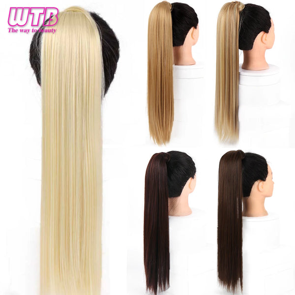 WTB Synthetic Wrap Wround Ponytail Hair Extension Long Straight Women's Clip in Hair Extensions Pony Tail False Hair 32 Inch