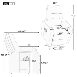 Massage Recliner Chair Electric Power Lift Chairs With Side Pocket, Adjustable Massage and Heating Function for Adults A