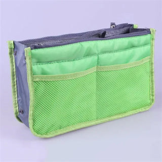 Buy green Nylon Cosmetic Bags for Women Tote Insert Double Zipper Makeup Bag Toiletries Storage Bag Girl Outdoors Travel Make Up Organizer