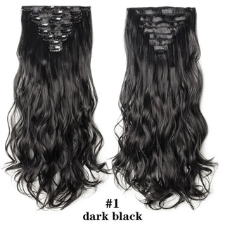 Buy dark-black HAIRRO 24Inches 170g 36 Colors Long Straight Synthetic Hair Extensions Clips in High Temperature Fiber Black Brown Hairpiece