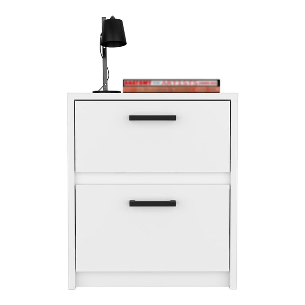 Nightstand Chequered, Two Drawes -White