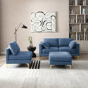 Living Room Furniture Modern Leisure L Shape Couch Blue Fabric