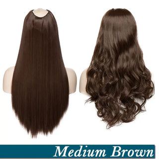 Buy medium-brown HAIRRO Clip in Hair Extension U Part Natural Hair Straight Long Blonde Black False Hair Piece Synthetic Hairpiece Heat Resistant