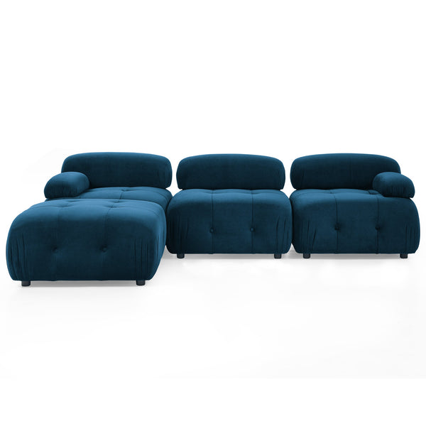 Modular Sectional Sofa, Button Tufted Designed and DIY Combination,L Shaped Couch With Reversible Ottoman, Navy Velvet