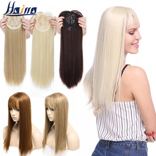 HAIRRO 17'' 3D Bangs Invisible Seamless Head Hair Water Ripple Hair Air Bangs Head Overhead Natural Invisible Replacement Cover