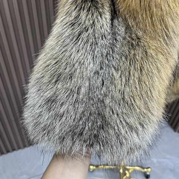 2023 Women's High Quality Real Natural Fox Fur Coat Full Pelt Winter Warm Thick Jackets Luxury Full Sleeves Outwear Female Coats