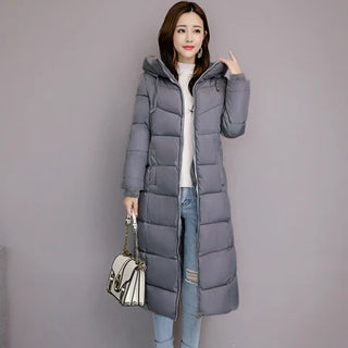 Buy dark-gray 2024 Women&#39;s Winter Coats Long Section Warm Down Basic Jacket Coat Fashion Slim Outwear Female Korean Large Size Jackets M-6xl