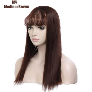 Buy medium-brown BENEHAIR Synthetic Clip in Hair Topper Long Straight Clip Extension Hair Hair Toupee Hairpiece for Women Fake Hair With Bangs