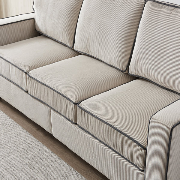 Living Room Sofa With Storage Beige Corduroy