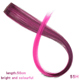 Buy 55h BUQI Straight Fake Colored Hair Extensions Clip Rainbow Hair Streak Synthetic Pink Orange White Purple Hair Strands on Clips