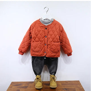 Buy orange Cute Warm Winter Children Girls Coat Spring Kids Jacket Boys Outerwear Coats Cotton Boy Thicken Baby Clothes Clothing for 2y-7y