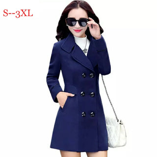 2021 Women Blends Woolens Overcoat Female Coat Autumn Winter Coats Jackets Women Plus Size Coat Women's Wool Coats Long Tops