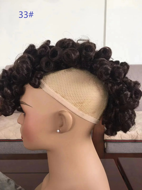 Lydia Synthetic High Puff Afro Short Curly Middle-Part Wig Clips in Hair Extension African American 90g/Pcs Hairpiece Chignon