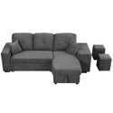 Reversible Sleeper Sectional Sofa Bed With Side Shelf and 2 Stools,Pull-Out L-Shaped Sofa Bed,Corner Sofa-Bed With Stora