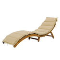 Outdoor Patio Wood Portable Extended Chaise Lounge Set With Foldable Tea Table for Balcony, Poolside, Garden, Brown