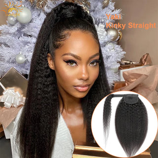 Buy yaki-kinky-straight Afro Kinky Curly Ponytail Human Hair Ponytail Extensions Wrap Around Ponytail Kinky Straight Remy Brazilian Hair Ponytails Curly