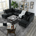 Ottoman  for Modular Sectional,Black Velvet (25.5"x31.5"x19")