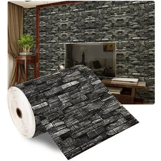 Buy brick-black 70cmx1/5/10m 3D Wallpaper Decoration Self-Adhesive Antique Foam Brick Wallpaper Living Room Bedroom Waterproof 3d Wall Sticker