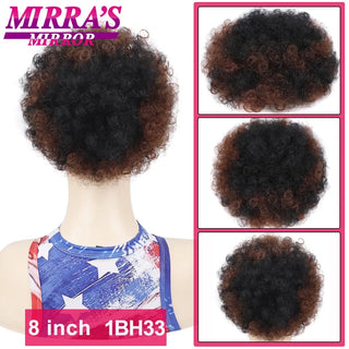 Buy fbbzt01-1bh33 Afro Puff Drawstring Ponytail Extension Synthetic Kinky Curly Ponytail Hair Chignon Dreadlock Buns Afro Puff for Black Women