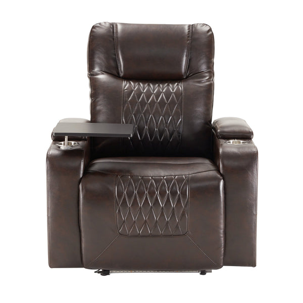 Power Motion Recliner With USB Charging Port and Hidden Arm Storage 2 Convenient Cup Holders Design and 360° Swivel Tray