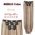 Leeons 16Clips Long Straight Synthetic Clip on Hair Extensions Cheveux Clip Naturel High Temperature Fiber Black Brown Hairpiece