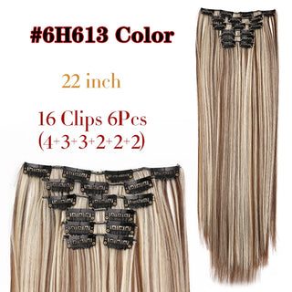 Buy 6h613 Leeons 16Clips Long Straight Synthetic Clip on Hair Extensions Cheveux Clip Naturel High Temperature Fiber Black Brown Hairpiece