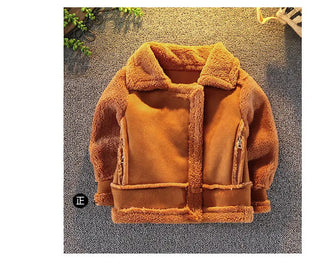 Buy orange 2019 Boys Girls Thickening Warm Cashmere Fake Fur Coat Kids Winter Coats Jackets Children Clothes Overwear