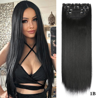 Buy straight-1b Leeons Synthetic Hair 11Clips in Hair Extension Body Wave 20&quot;Hair Extension Clip for Women Synthetic Hair Extensions Brown Ombre