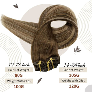 Full Shine Human Hair Extensions Clip in Hair Extensions Human Hair 7PCS 105G Double Weft Hair Extensions Human Hair for Woman