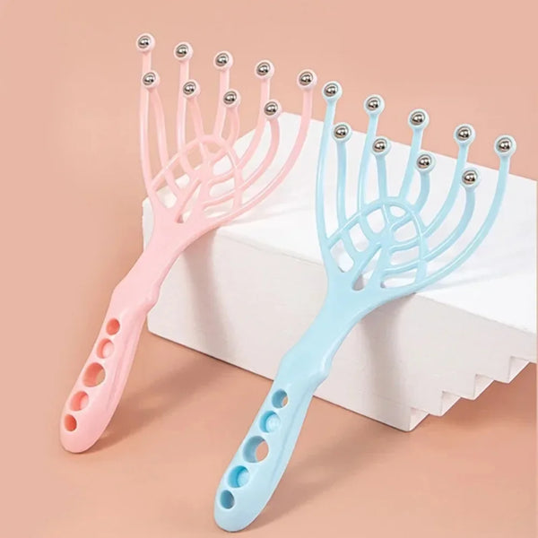 1 Pc Head Massager Scalp Neck Comb Roller Five Finger 9 Claws Steel Ball Hand Held Relax Spa Hair Care for Hair Stress Relief