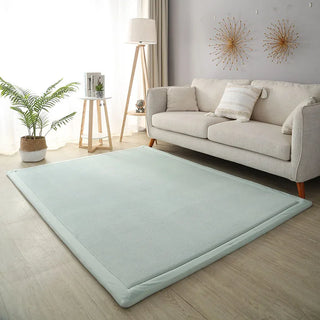 Buy blue-green Thick Coral Fleece Carpet for Living Room Bedroom Kids Room Play Area Rugs Anti Slip Japan Tatami Floor Mat Prayer Mattress Grey