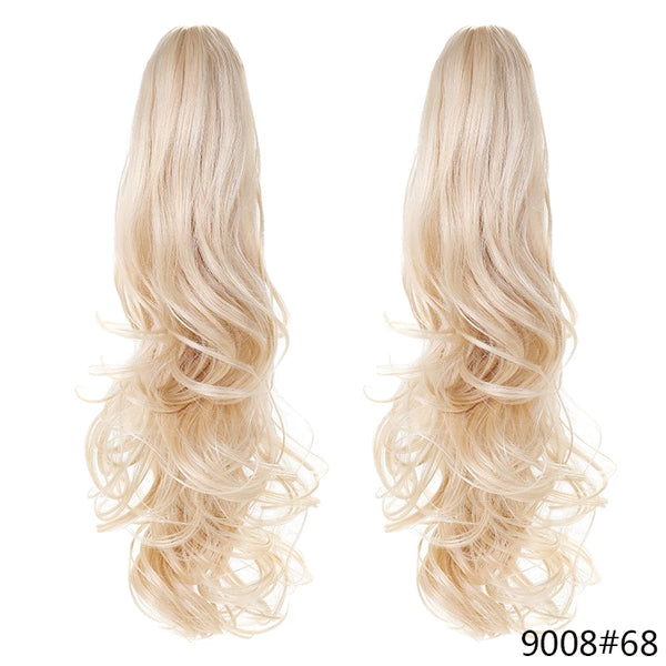 SHANGZI Ponytail Extensions Synthetic Claw Clip on Blonde Ponytail Wig Pony Tail Long Curly Hair Women Hairpiece 18-22 Inch