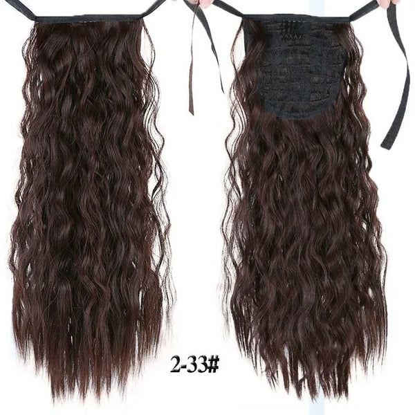 LUPU Synthetic Drawstring Ponytail 18 Inches Long Afro Curly Hair Extensions Hairpieces Pony Tail Fake Hair Heat Resistant