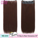 WTB Synthetic Long Straight 5 Clip in Hair Extensions 3/4 Full Head Hairpieces Natural Black to Grey Ombre Two Tones Fake Hair