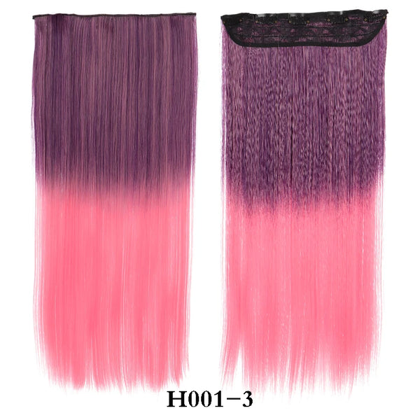 XUANGUANG Long Synthetic Hair 5 Clips in Hair Extension Heat Resistant Hairpiece Natural Wavy Hair Piece