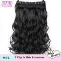 WTB Synthetic 60cm Long Wavy 5 Clip in One Pieces Hair Extensions High Tempreture Fiber Black Brown for Women Hairpieces