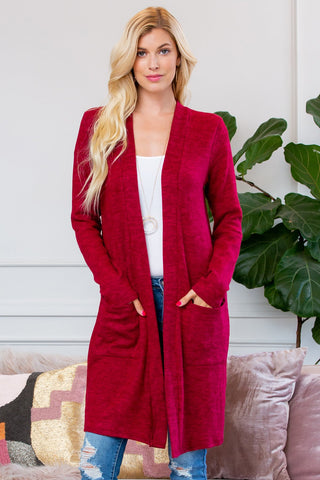 Buy cabernet Brushed Sweater Pocket Cardigan