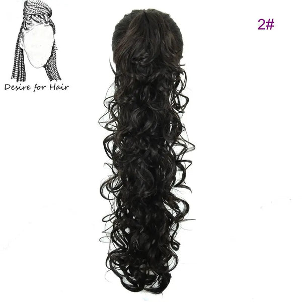 Desire for Hair 30 Inch Long Curly Claw Clip Ponytail Heat Resistant Synthetic Hairpieces Fake Hair Extensions