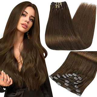 Buy 4-medium-brown Full Shine Human Hair Extensions Clip in Hair Extensions Human Hair 7PCS 105G Double Weft Hair Extensions Human Hair for Woman