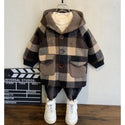 2023 New Baby Girl Boy Winter Coat Boys Fashion Casual Cotton Padded Wool Thickened Long Coats Children Kids Warm Hood Jacket