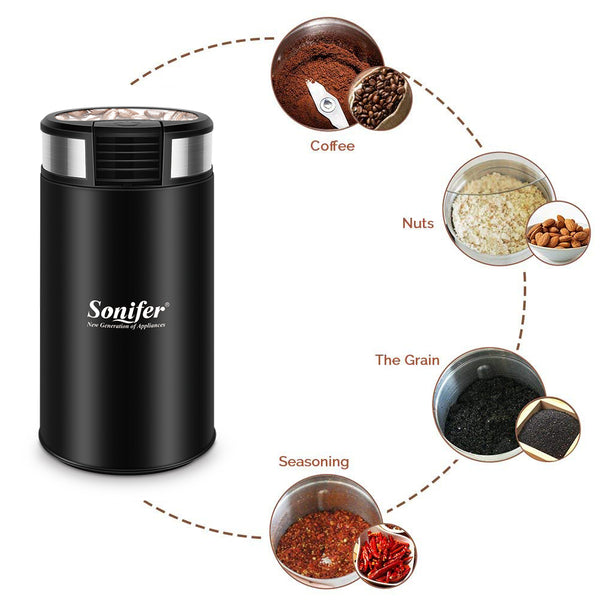 Mini Electric Coffee Grinder Maker Beans Mill Herbs Nuts Stainless Steel 220V