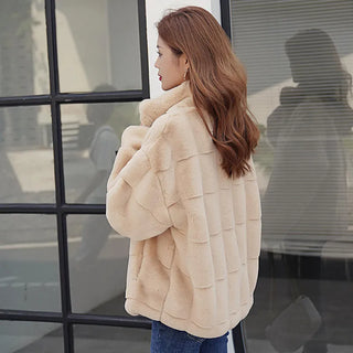 Faux Fur Coat for Women,Long Sleeve,Plush Jacket for Ladies,Korean Fashion,Artificial Mink, Fluffy Zipper Overcoats,Winter 2024