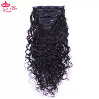 Clip in Human Hair Extensions Water Wave 120g/Set 8pcs/Set Natural  Color Real Virgin Human Hair Queen Hair Official Store