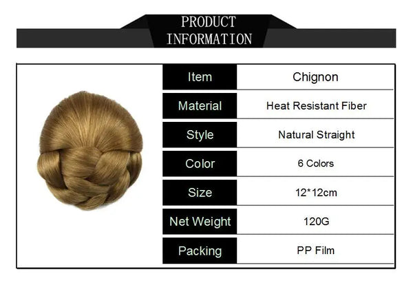 Gres Heat Resistant Fiber 6 Colors Women Clip-In Braided Chignon Synthetic Hair Buns for Brides