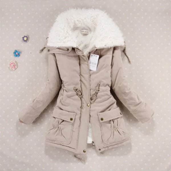 Women Winter Jackets Thicken Hooded Long Down Jacket Women Coats Slim Fit Hair Collar Cotton-Padded Clothes Women Down Coats