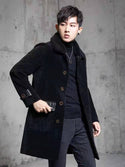 Latest Design  Woolen Coats Men Winter  Men's Leather Fur Long Coat