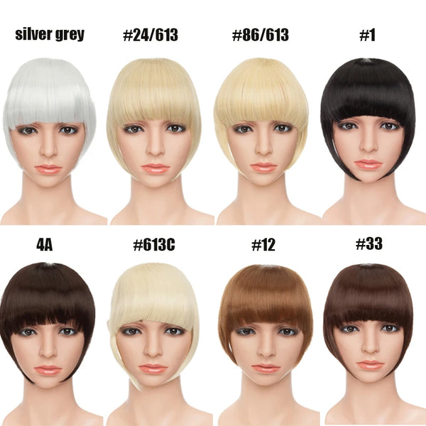 BENEHAIR Fake Bangs Synthetic Blunt Bang Clip in Hair Extension Women Blunts Fringe Hair Black Brown Bangs 2 Clips In