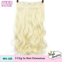 WTB Synthetic 60cm Long Wavy 5 Clip in One Pieces Hair Extensions High Tempreture Fiber Black Brown for Women Hairpieces