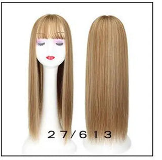 Buy 27613 Gres Blonde Synthetic Hair Piece Women 3 Clips in Hair Extension With Bangs 22&quot; Long High Temperature Fiber Brown/Grey/Black